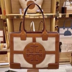 Tory Burch Brown and Cream Logo Tote